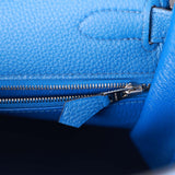 Hermes 42cm Bleu Lin Togo Leather Palladium Plated JPG Kelly - Yoogi's  Closet