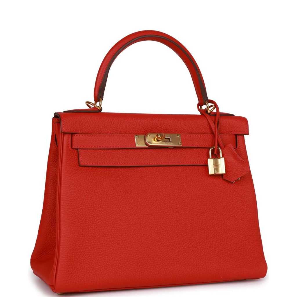 Hermes Kelly Handbag Rouge H Togo with Palladium Hardware 28 For Sale at  1stDibs