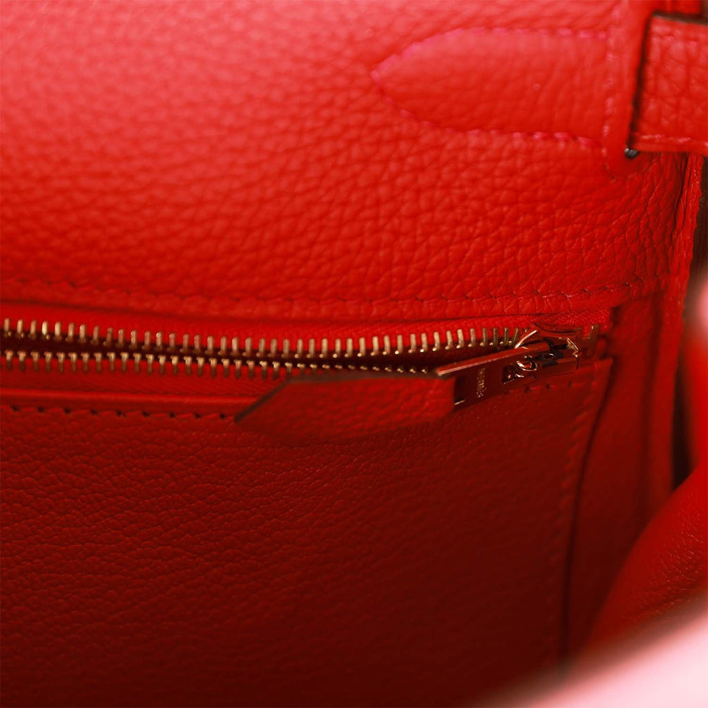 Pre Owned Hermès Rouge H Retourne Kelly 32 Bag GHW Full Set