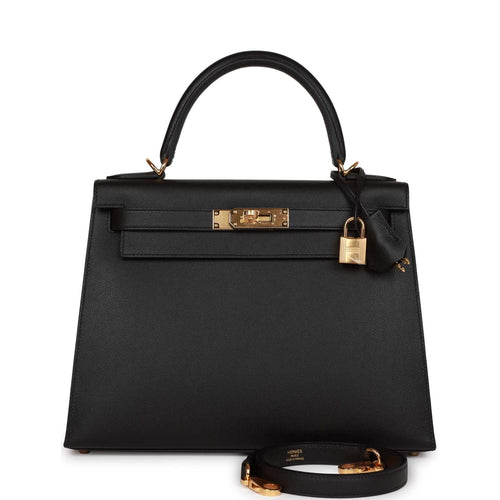 Hermes Kelly Sellier 28 Black Madame Gold Hardware