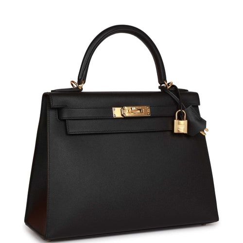 Hermes Kelly Sellier 28 Black Madame Gold Hardware