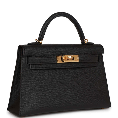 Hermes Kelly Sellier 20 Black Epsom Gold Hardware