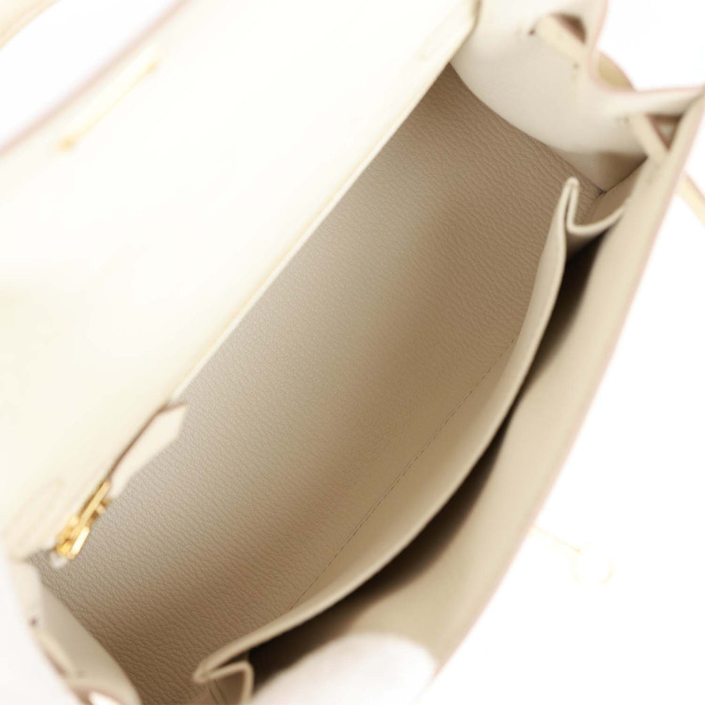 Hermès 25cm Kelly Sellier Gris Perle Ostrich Gold Hardware 2022