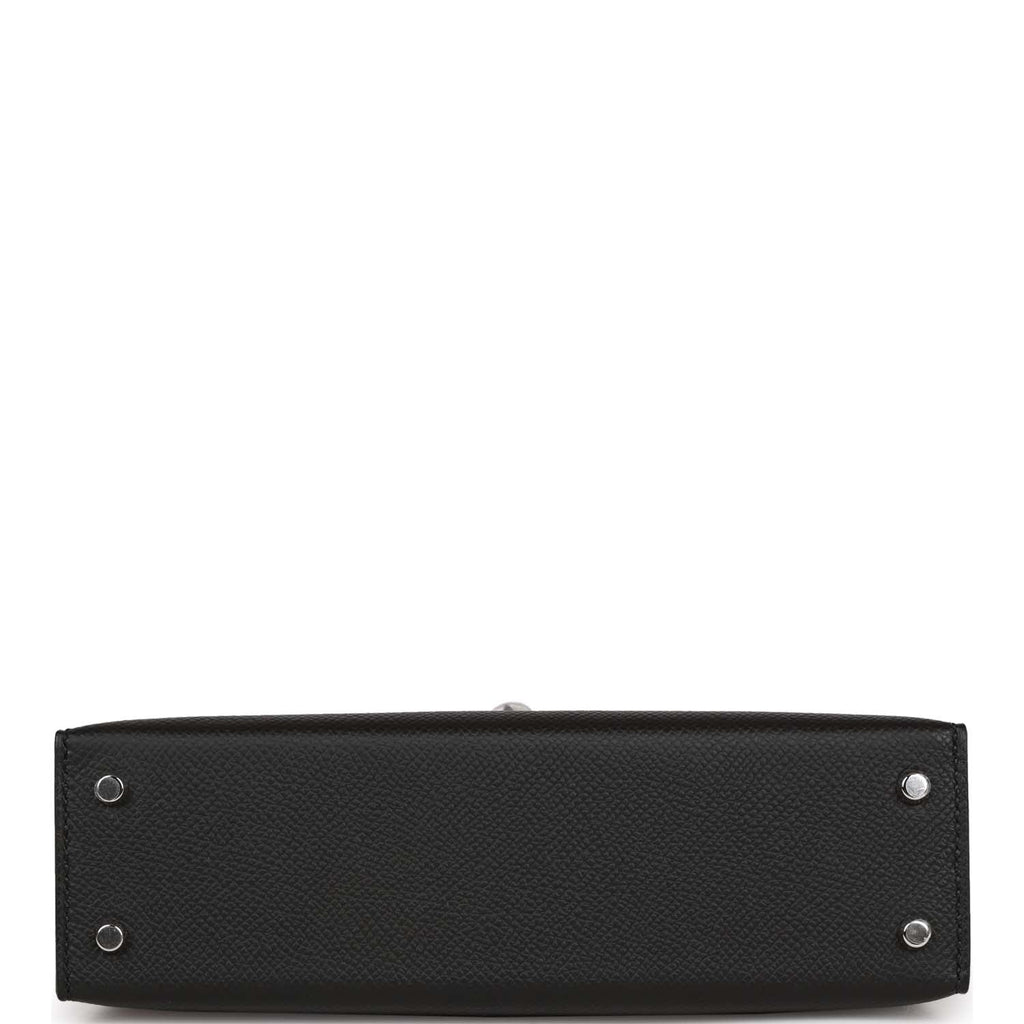 Hermes Kelly 20 Mini Sellier Noir (Black) Epsom Palladium Hardware #D -  Vendome Monte Carlo
