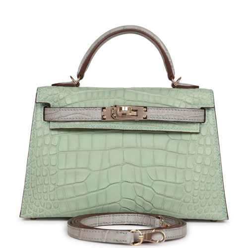 Hermes Rooroo Pouch Vert Amande / Craie / Gris Pearl Epsom and Togo Le –  Mightychic