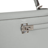 Pre-owned Hermes Kelly Sellier 25 Bleu Glacier Epsom Palladium Hardware