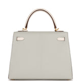 Hermes Special Order (HSS) Kelly Sellier 25 Gris Perle and Nata Chevre Brushed Gold Hardware