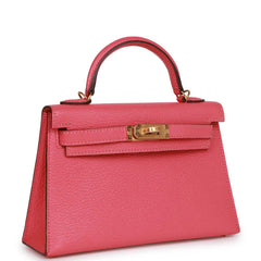 Pre-owned Hermes Kelly Sellier 20 Rose Lipstick Chèvre Gold Hardware