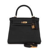 Hermes Kelly Retourne 25 Black Togo Gold Hardware