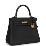 Hermes Kelly Retourne 25 Black Togo Gold Hardware