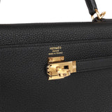 Hermes Kelly Retourne 25 Black Togo Gold Hardware