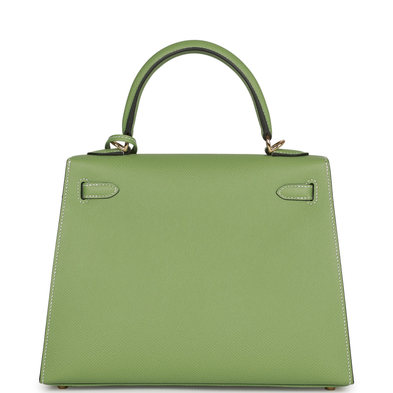 Hermes Special Order (HSS) Kelly Sellier 25 Vert Criquet Epsom Permabr ...