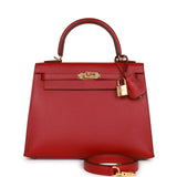 Hermes Kelly Sellier 25 Rubis Madame Gold Hardware