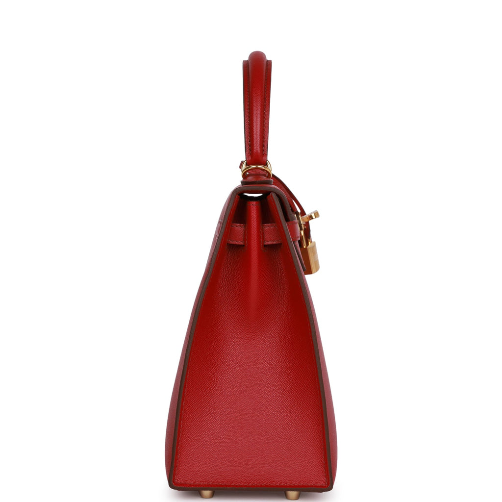 Hermes Birkin 25 Bag Sellier Rouge H Gold Hardware Veau Madame