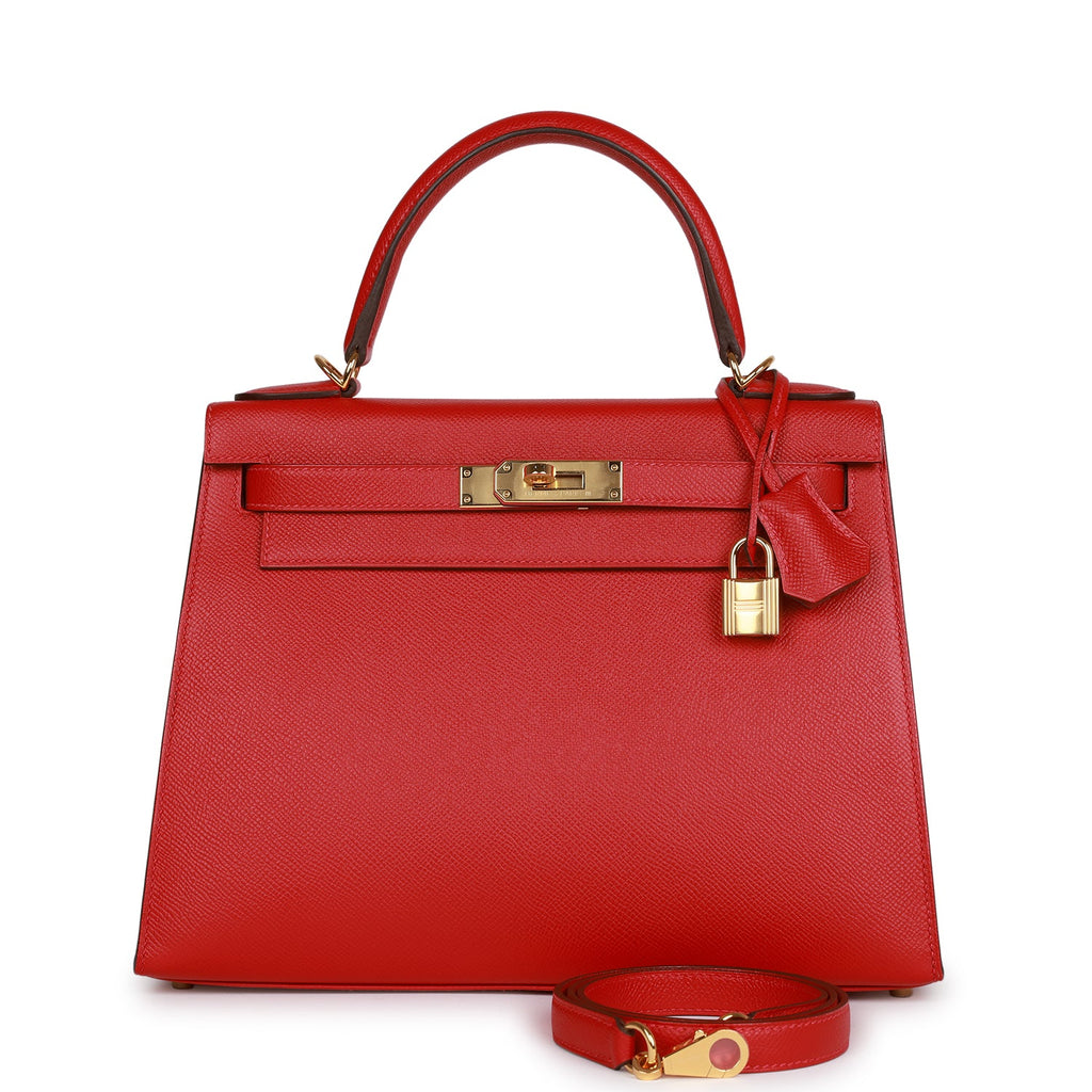 Hermes Kelly Sellier 28 Rouge Casaque Epsom Gold Hardware Rouge Casaque New Epsom
