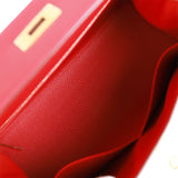 Hermes Kelly Sellier 28 Rouge Casaque Epsom Gold Hardware