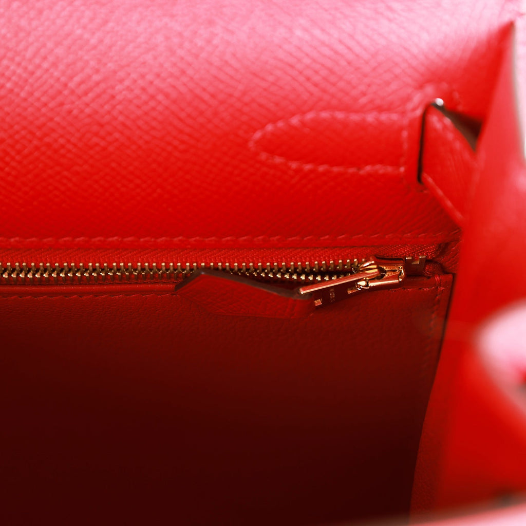 Hermes Rouge Casaque Epsom Leather Gold Hardware Kelly Sellier 28 Bag  Hermes