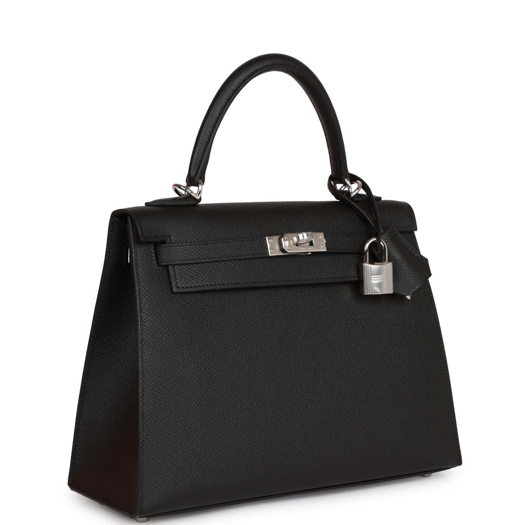 Hermes Kelly Sellier Epsom Palladium 25 Noir in Epsom Leather with  Palladium - US