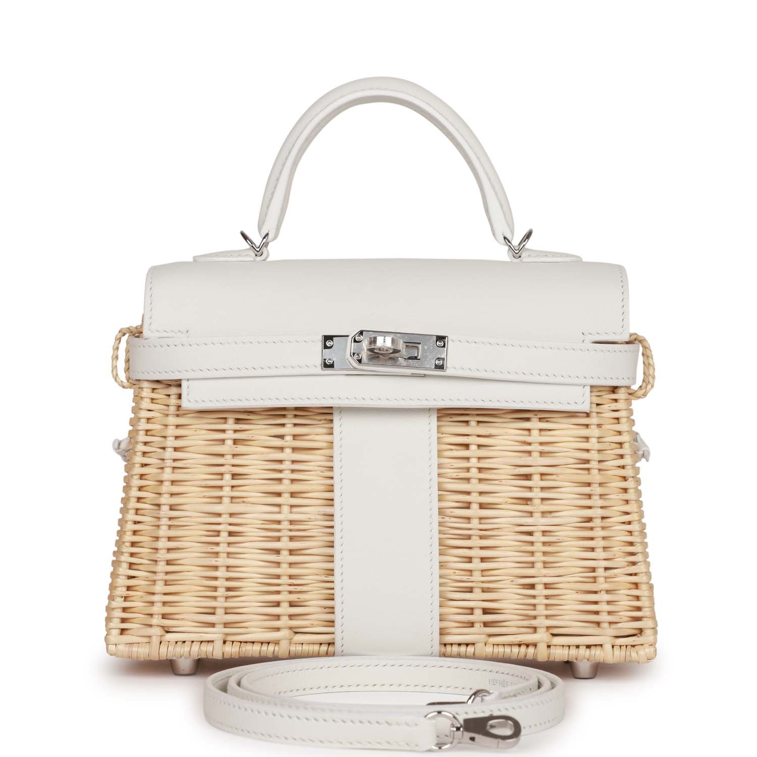 Hermes White Swift Mini Picnic Kelly Bag 20cm PHW Madison Avenue Couture
