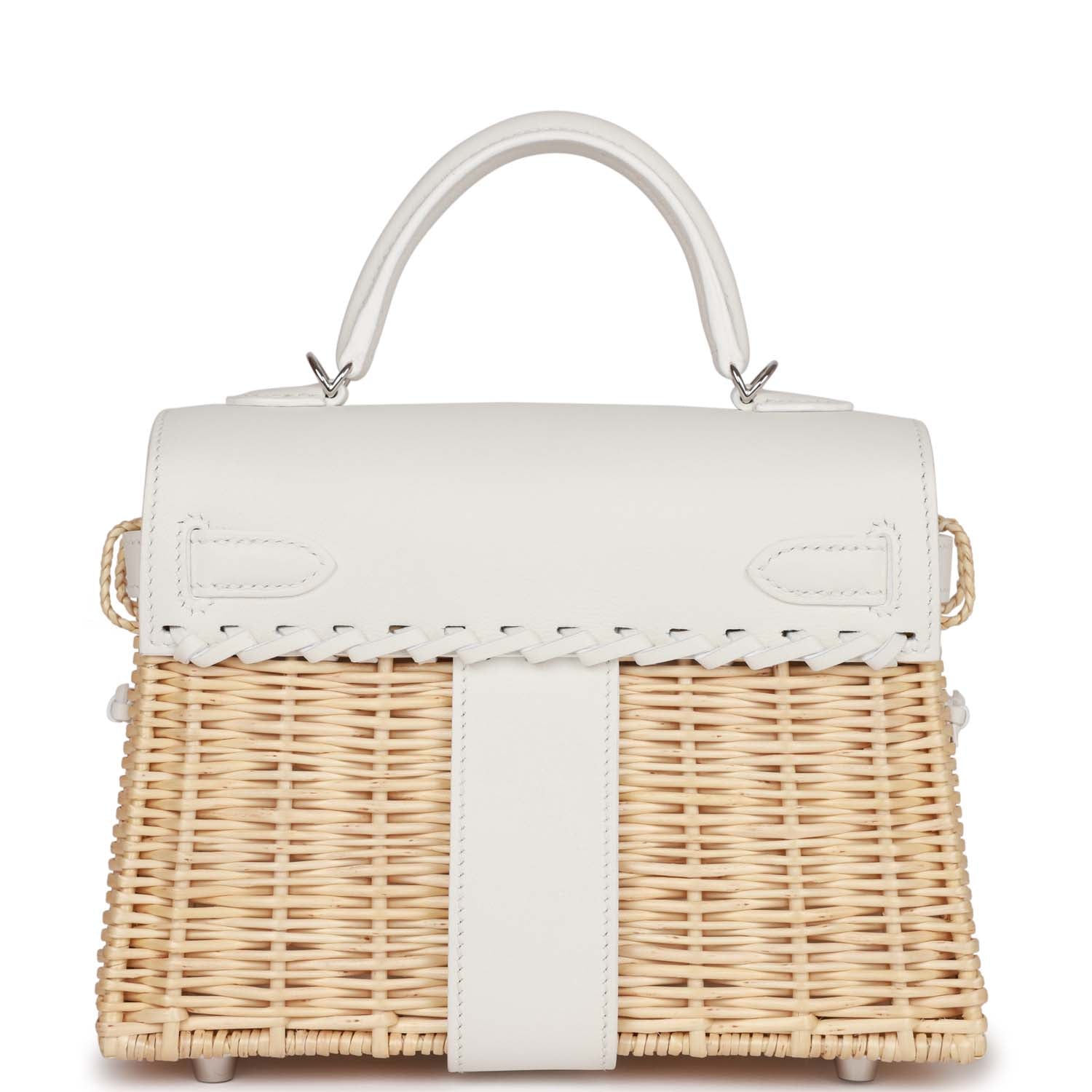Hermes White Swift Mini Picnic Kelly Bag 20cm PHW Madison Avenue Couture