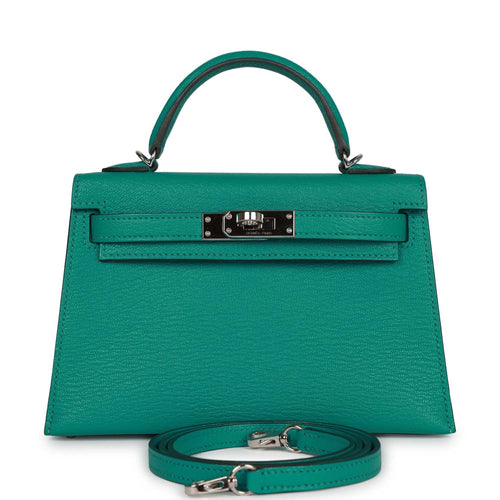 Pre-owned Hermes Kelly 20 Verso Vert Verone Verso Chevre Palladium Hardware