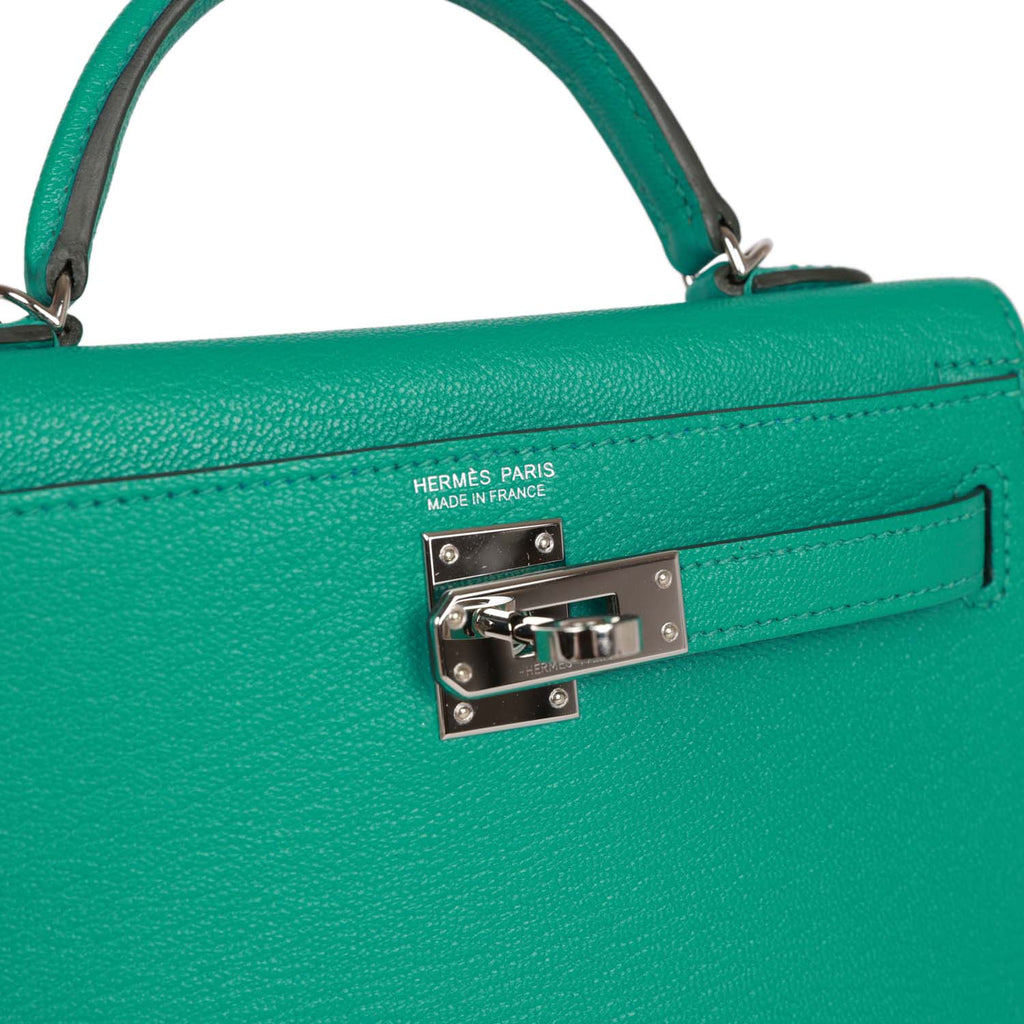 Hermès Vert Titien Verso Sellier Kelly 20cm of Chevre Leather with  Palladium Hardware, Handbags & Accessories Online, Ecommerce Retail
