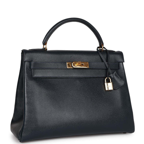 Hermès Kelly Bleu de Prusse Box 28 Sellier Gold Hardware, 2016 (Like New), Womens Handbag