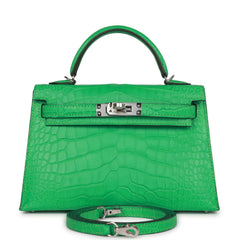 Hermes Kelly Sellier 20 Vert Comics Matte Alligator Palladium Hardware