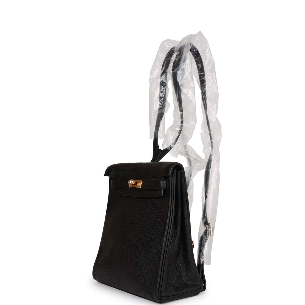 Hermes Kelly Ado Backpack Clemence Leather Gold Hardware In Black
