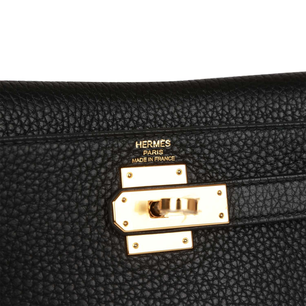 Hermes 28cm Ebene Clemence Leather Kelly Ado Backpack Bag with Gold, Lot  #58197