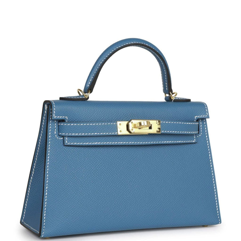Hermes Kelly Sellier 20 Blue Jean Epsom Gold Hardware Blue New Epsom