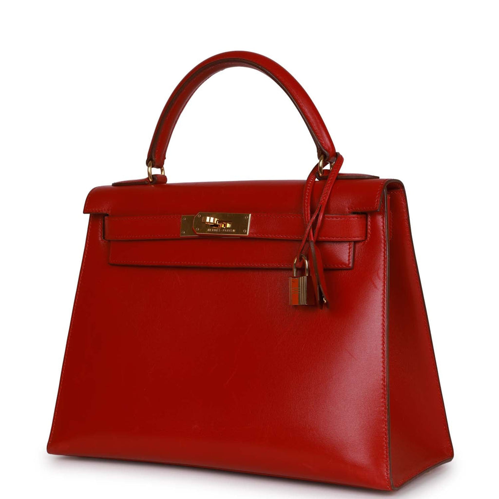 Vintage Hermes Kelly Sellier 28 Rouge Vif Box Gold Hardware – Madison  Avenue Couture