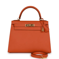 Hermes Kelly Sellier 28 Orange Epsom Gold Hardware – Madison Avenue Couture