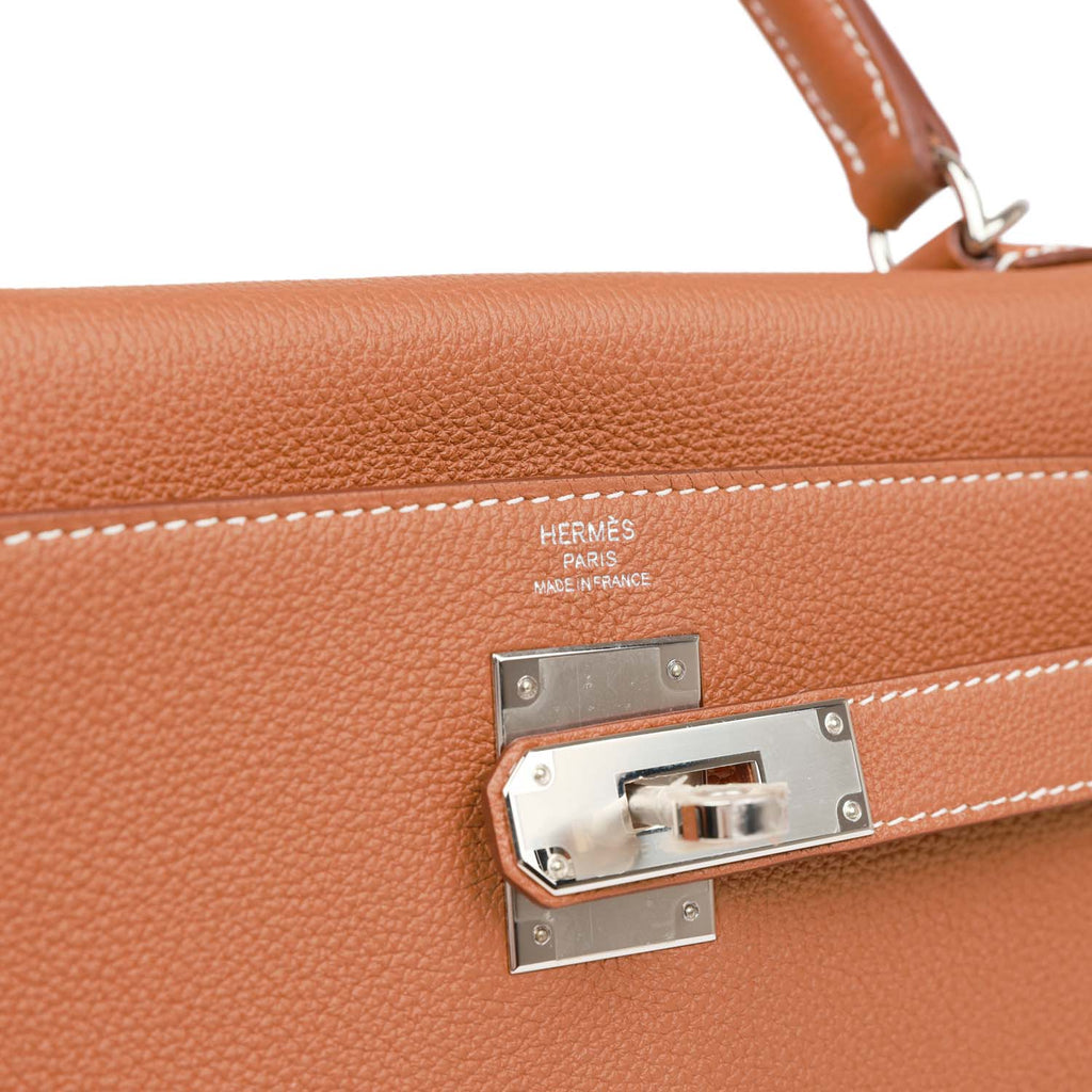 Hermès Violine Sellier Kelly 28cm of Ostrich with Palladium Hardware, Handbags & Accessories Online, Ecommerce Retail