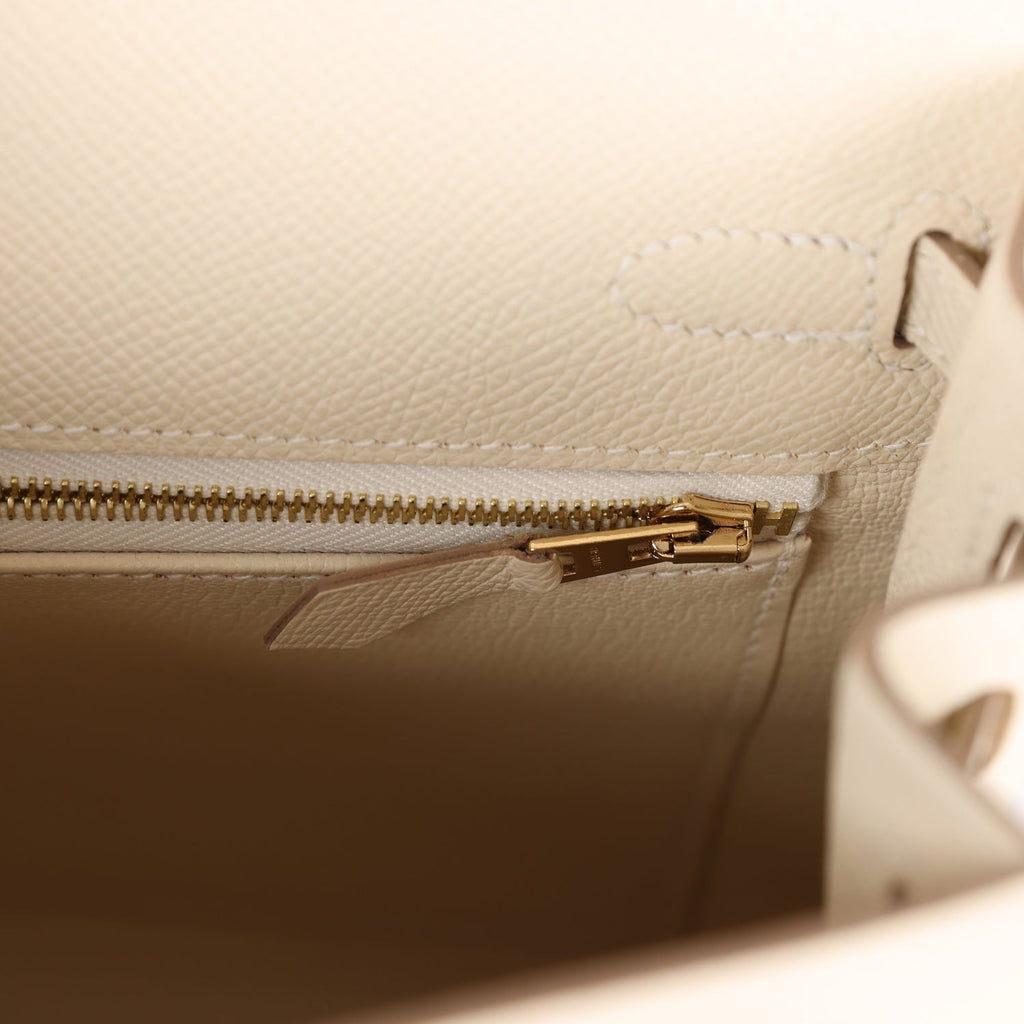 Hermès Kelly 25 Craie Sellier Epsom Gold Hardware
