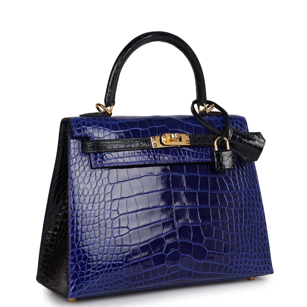 Hermes Kelly 20 Mini Sellier Bag Blue Electric Alligator Gold