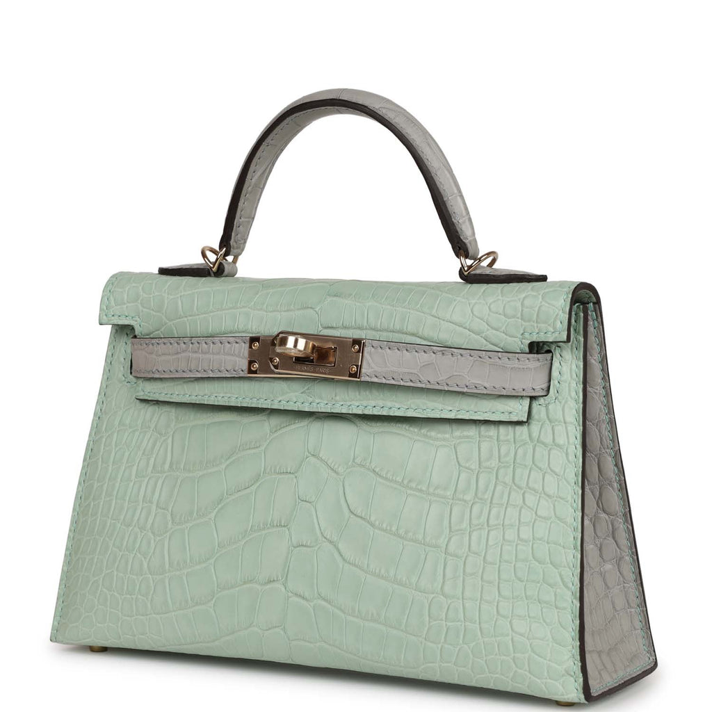 Hermes Special Order (HSS) Kelly Sellier 20 Vert D'Eau and Gris Perle –  Madison Avenue Couture