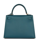 Hermes Kelly Sellier 28 Vert Bosphore Epsom Gold Hardware