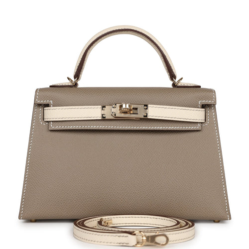 HERMÈS HSS Special Order Ostrich Mini Kelly II crossbody bag in Gris  Asphalte and Safran with Gold hardware-Ginza Xiaoma – Authentic Hermès  Boutique