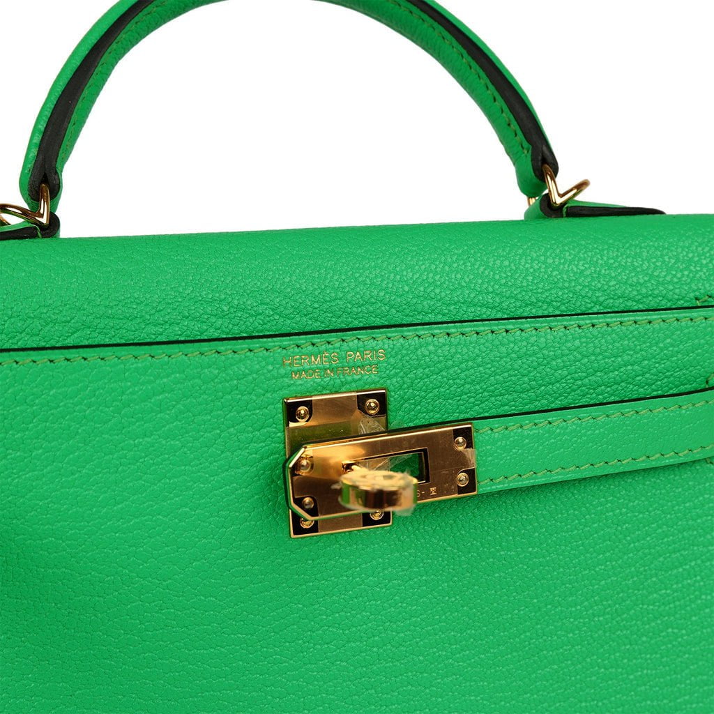 Hermès Kelly 20 Vert Criquet Sellier Chevre Chandra Gold Hardware GHW — The  French Hunter