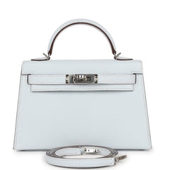 Hermès Kelly 20 Aqua/Cobalt Sellier Verso Chevre Mysore Palladium Hard —  The French Hunter