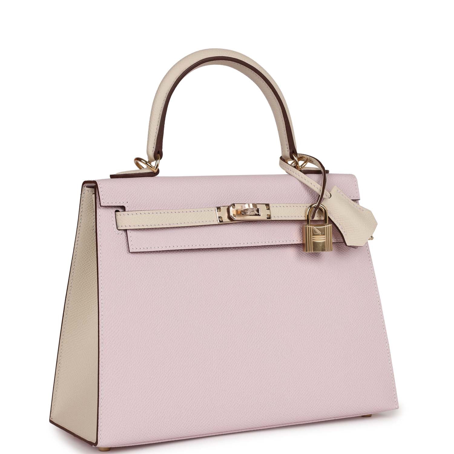 Hermes Special Order (HSS) Kelly Sellier 25 Mauve Pale and Craie Epsom ...