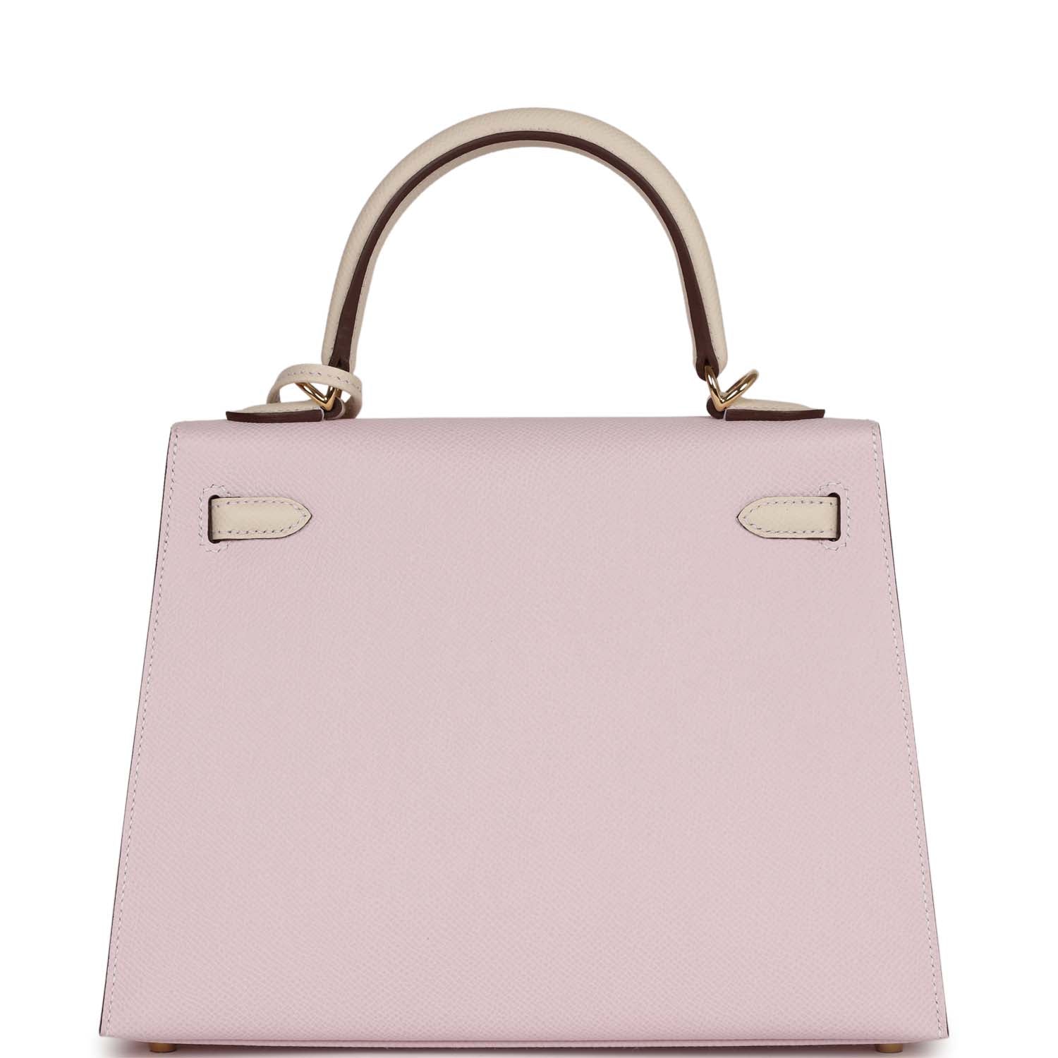 Hermes Special Order (HSS) Kelly Sellier 25 Mauve Pale and Craie Epsom ...