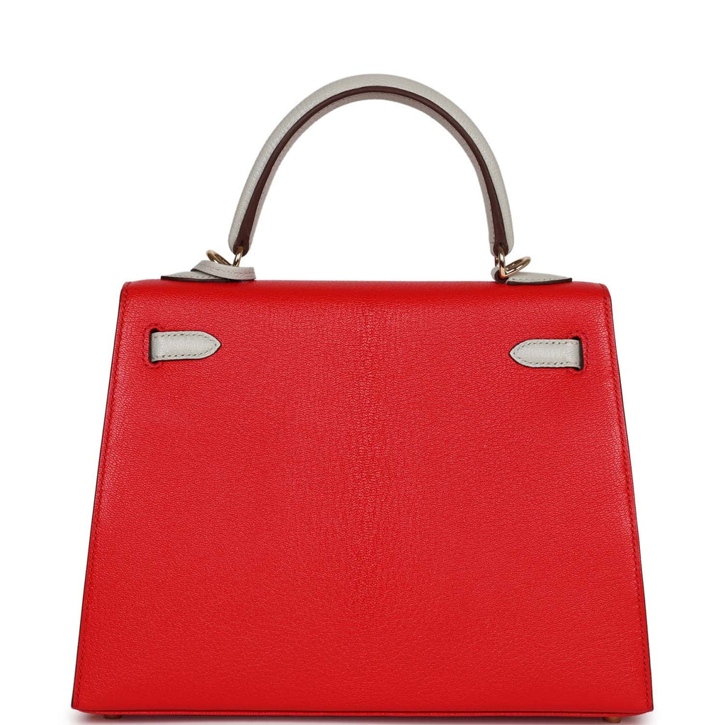 Hermes Special Order (HSS) Kelly Sellier 25 Rouge De Coeur and Gris Pe –  Madison Avenue Couture