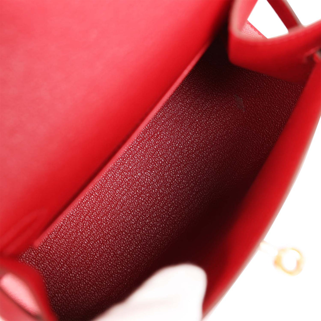 Hermes Kelly 25 Sellier Rouge de Coeur Epsom Gold Hardware #D