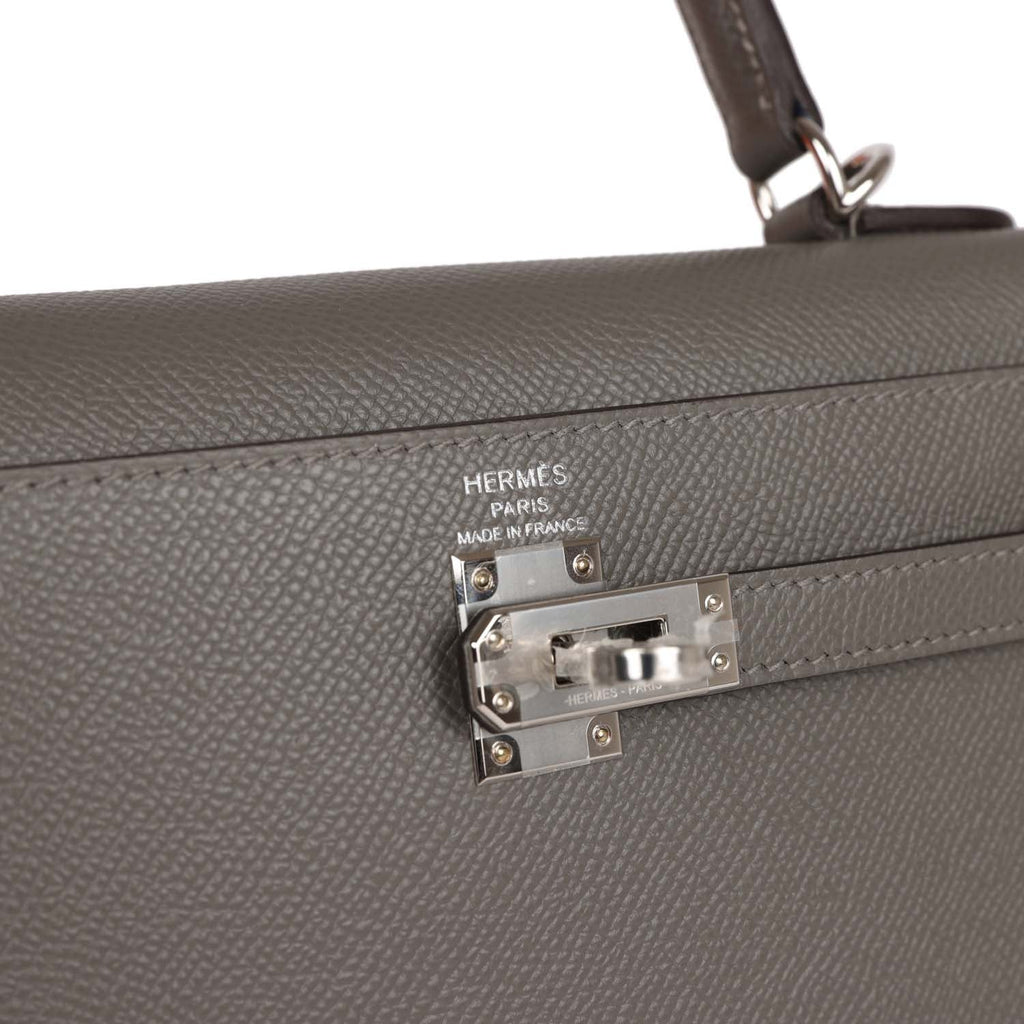 Hermes Kelly Sellier 25 Bag Nata / Chai / Gris Meyer Palladium Hardware  Epsom
