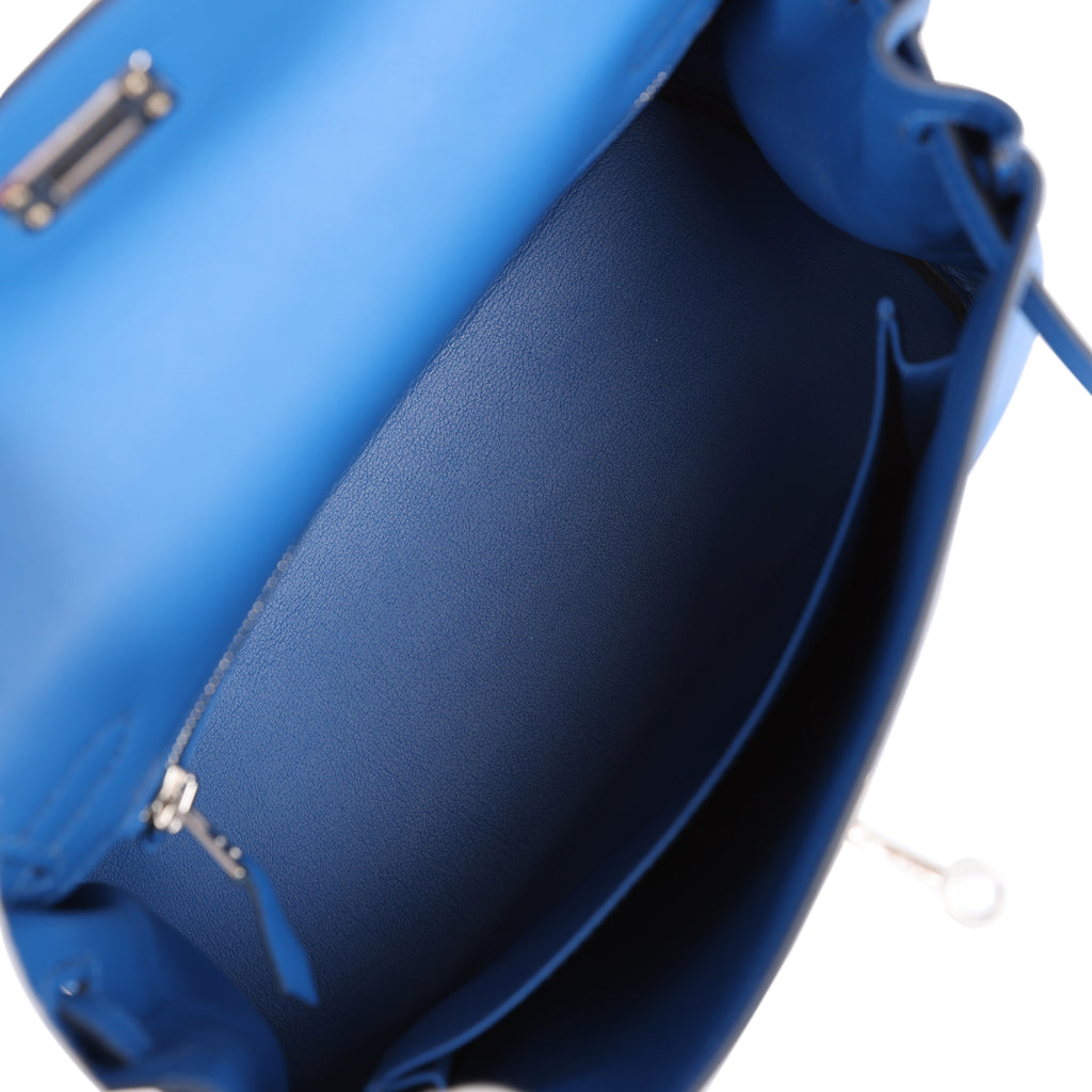Hermès Kelly 25 Retourne Blue France Swift Leather Palladium