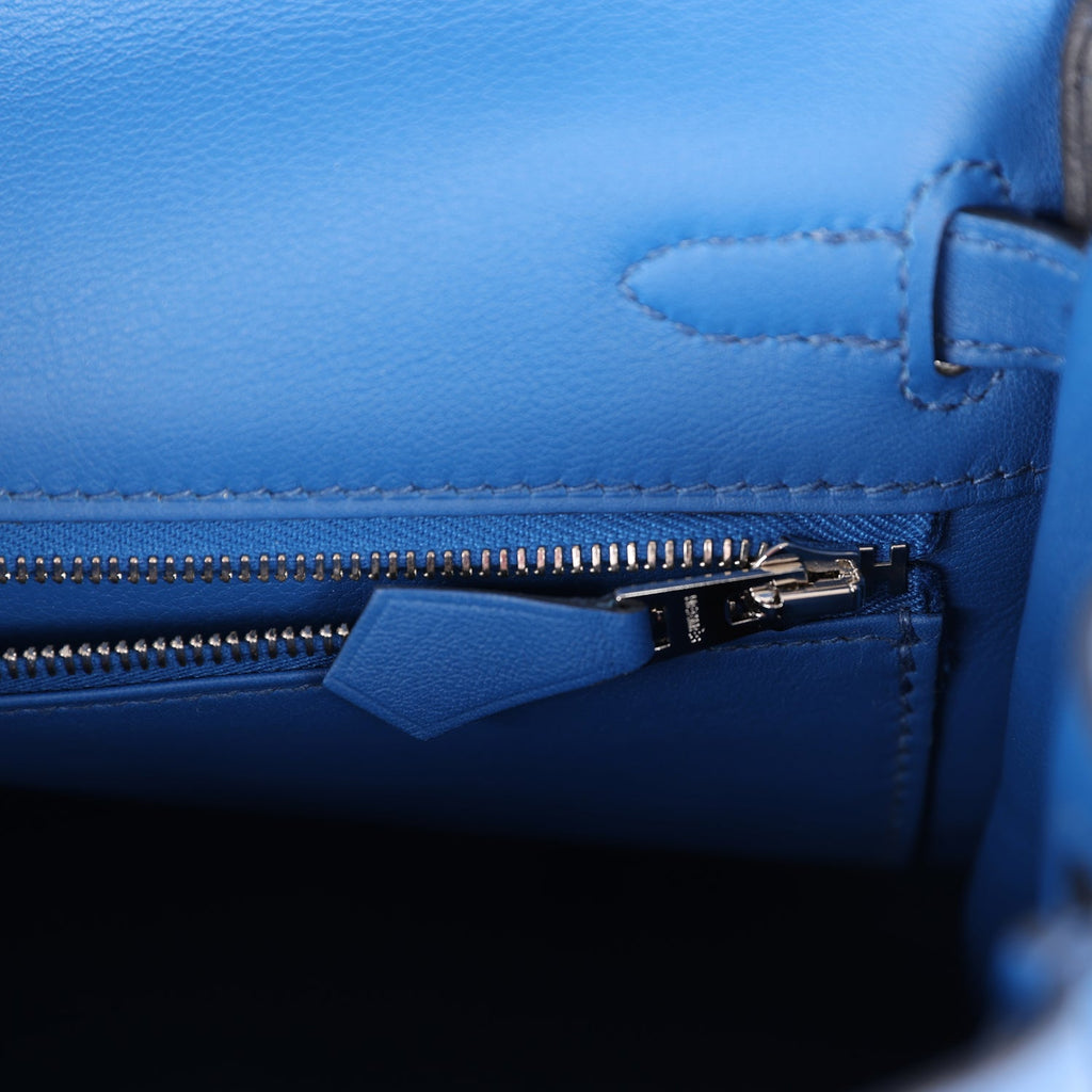 Hermès Kelly 25 Retourne Blue France Swift Leather Palladium