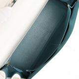 Pre-owned Hermes Bi-color Kelly Retourne 28 White and Blue Jean Epsom Palladium Hardware