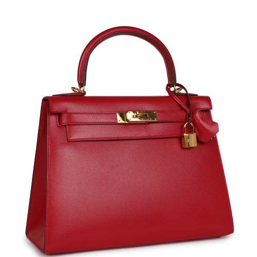 Hermès Kelly Limited Edition 28 Bleu Marine/Rouge H Contour Sellier Cr —  The French Hunter